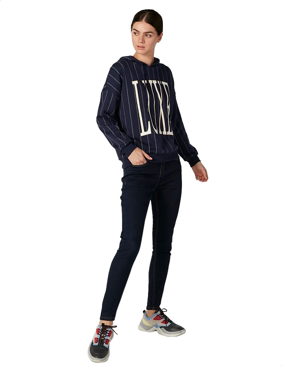 Splash Striped Front Print Long Sleeves Hooded Sweatshirt for Women