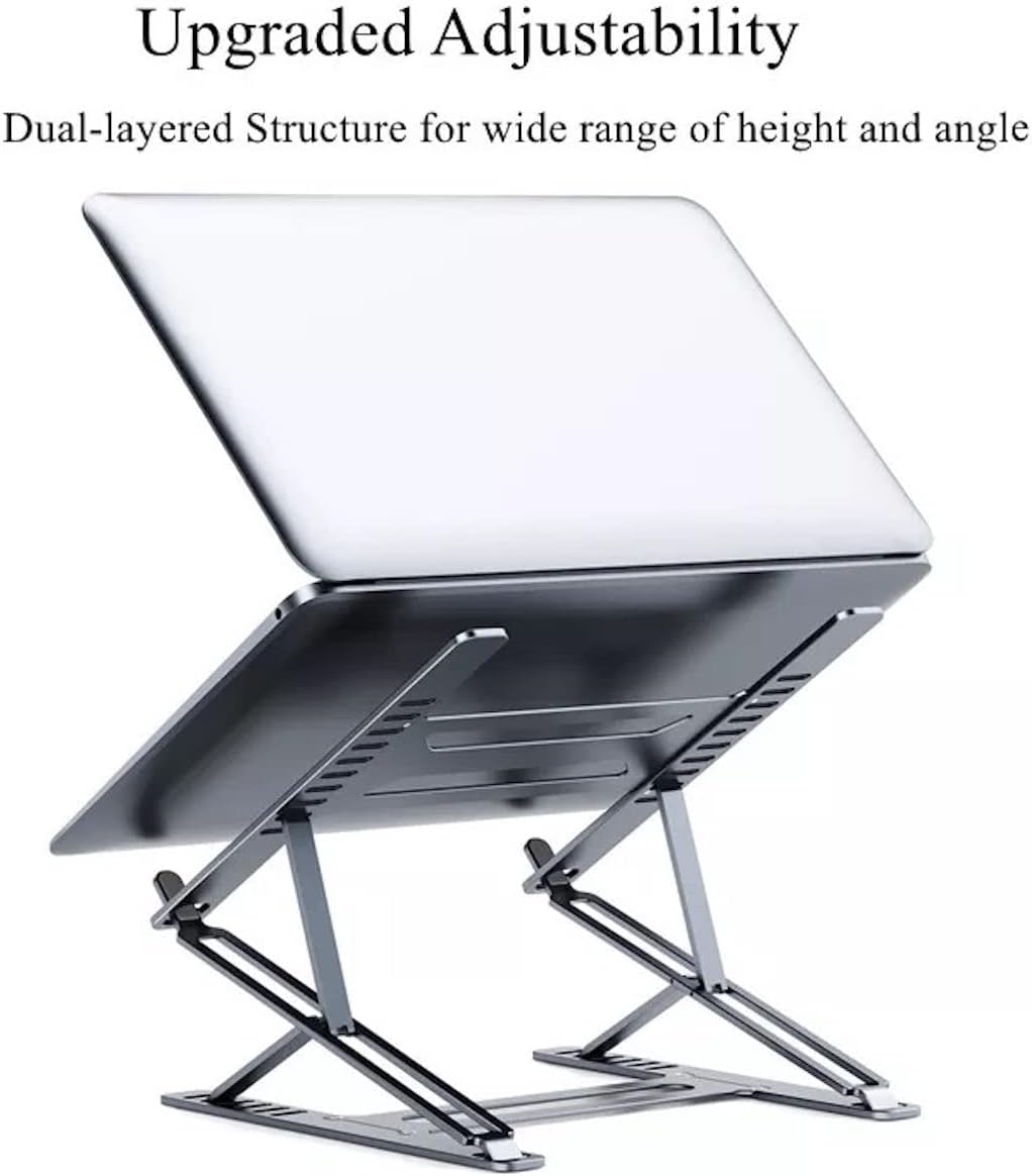 Boneruy Double-Layer Foldable Laptop Stand, Compatible with Laptops up to 17.3 inches - Silver