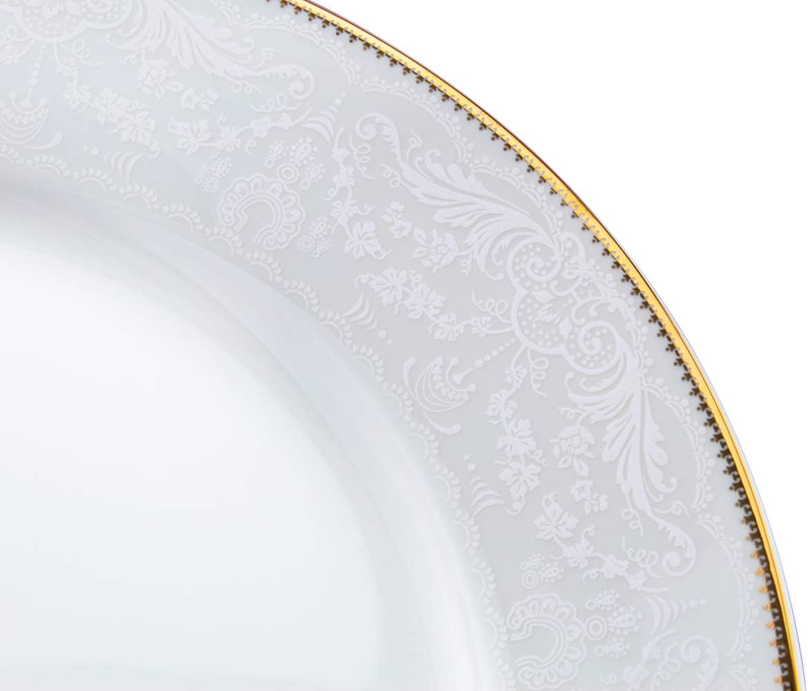 Sahara Porcelain Dinner Plate with Gold Rim – 27 cm, Shallow Design