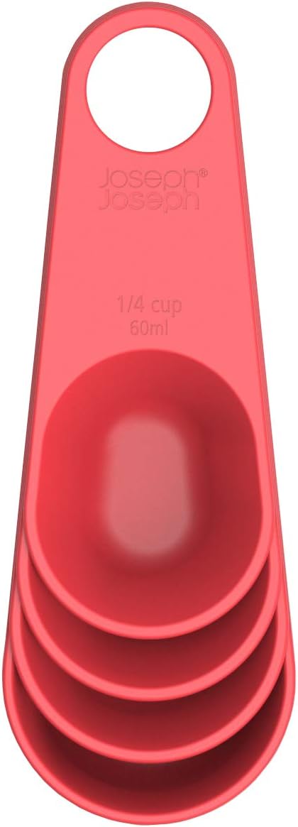 Joseph 4-piece Measuring Cup Set with clip-together handles, Red