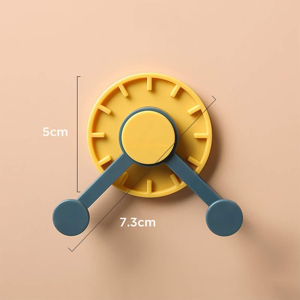 خطافات حائط لا تترك بقايا مع حامل للباب الخلفي - تصميم مستوحى من الساعة - مجموعة 4 قطع - خيارات ألوان متنوعة 7.3 × 5 سم 