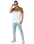 Splash Cotton Regular-Fit T-shirt for Men - White & Beige, XL