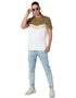 Splash Cotton Regular-Fit T-shirt for Men - White & Beige, XL