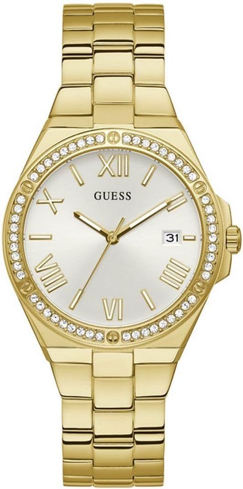 GUESS Watch for Women, Quartz Movement, Analog Display, Gold Stainless Steel Strap-GW0286L2