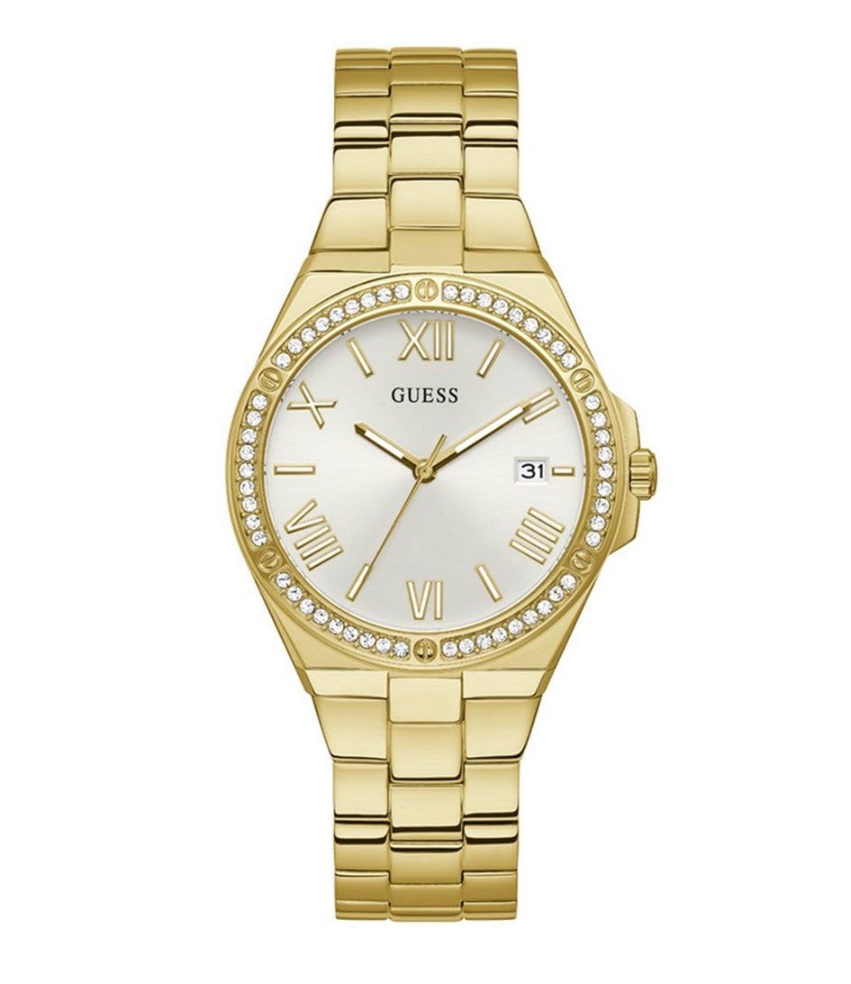 GUESS Watch for Women, Quartz Movement, Analog Display, Gold Stainless Steel Strap-GW0286L2