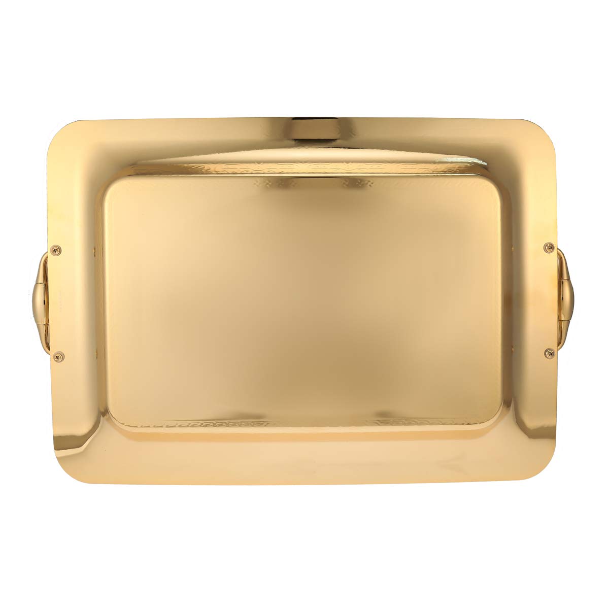 Almarjan Stainless Steel Serving Tray Gold -54.8L x 7.6W x 36.4H centimeters