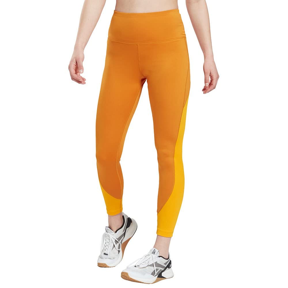 بنطلون ضيق ومرتفع الخصر للنساء من ريبوك بتصميم مضلع