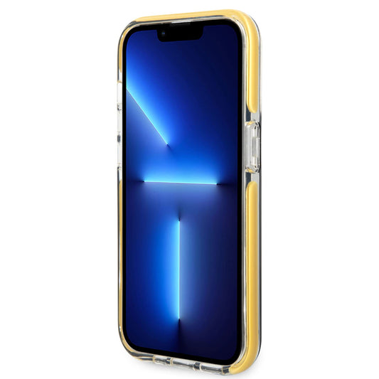 حافظة صلبة CG MOBILE AMG PC/TPE مع حماية بمصد، مقاومة للانفجار، مقاومة للسقوط، وتصميم شفاف كريستالي، متوافقة مع iPhone 14 Pro Max 6.1" - أسود/أصفر