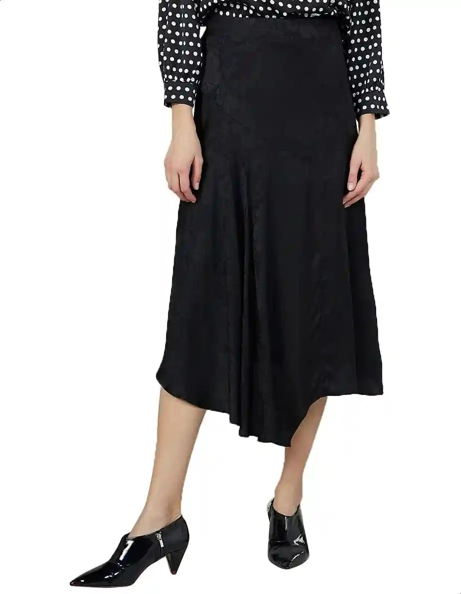 Splash Floral-Pattern Asymmetric-Hem Midi Skirt for Women