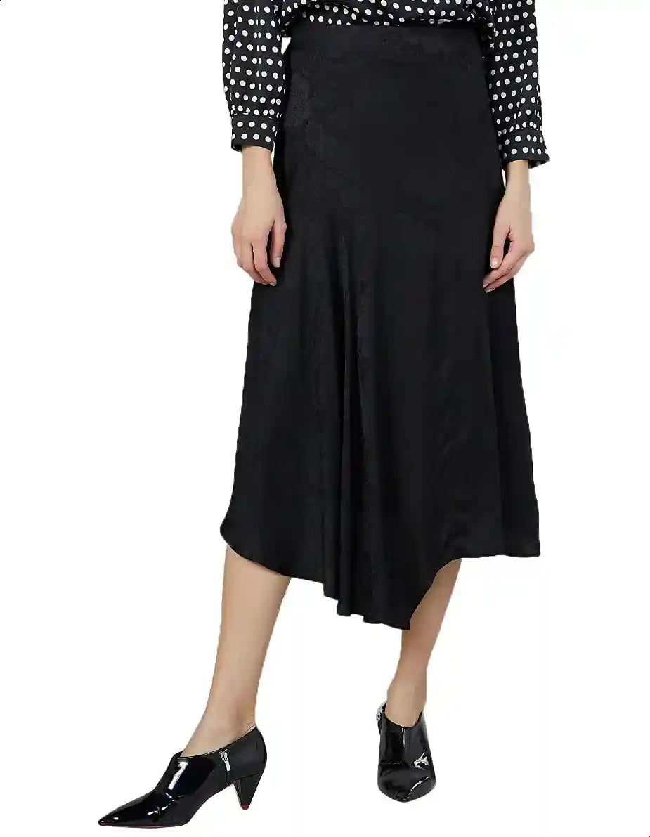Splash Floral-Pattern Asymmetric-Hem Midi Skirt for Women