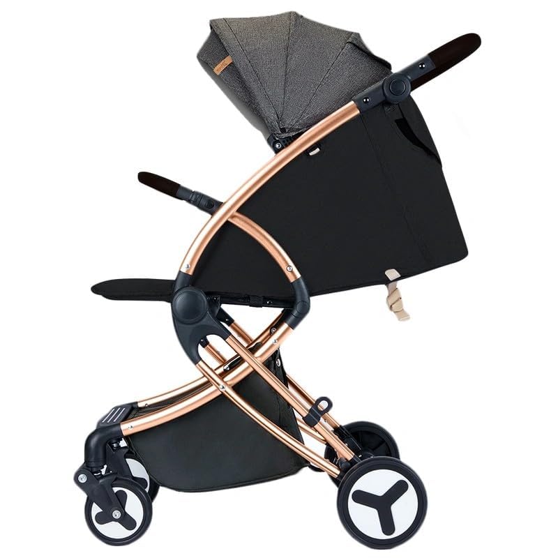 TEKNUM Feather Lite Traveller A1 Lightweight Stroller Air TravelFive Point Safety Harness Removable Cannopy 360 Degree Swivel Wheels  One Touch Brake Newborn Baby 0 -4Years -Black