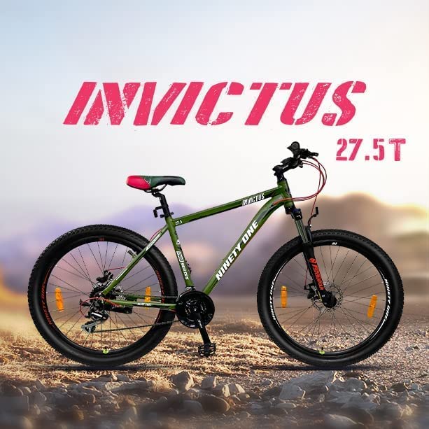 Ninety One Invictus 27.5T 24 Speed Disc Brakes Hybrid Bike ( Military Green, Ideal for: 12+ Years)