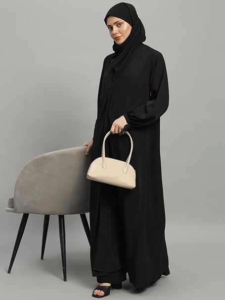 Styleville.in Women Abaya with Hijab Black Modest Wear Set – Safqqa Egypt
