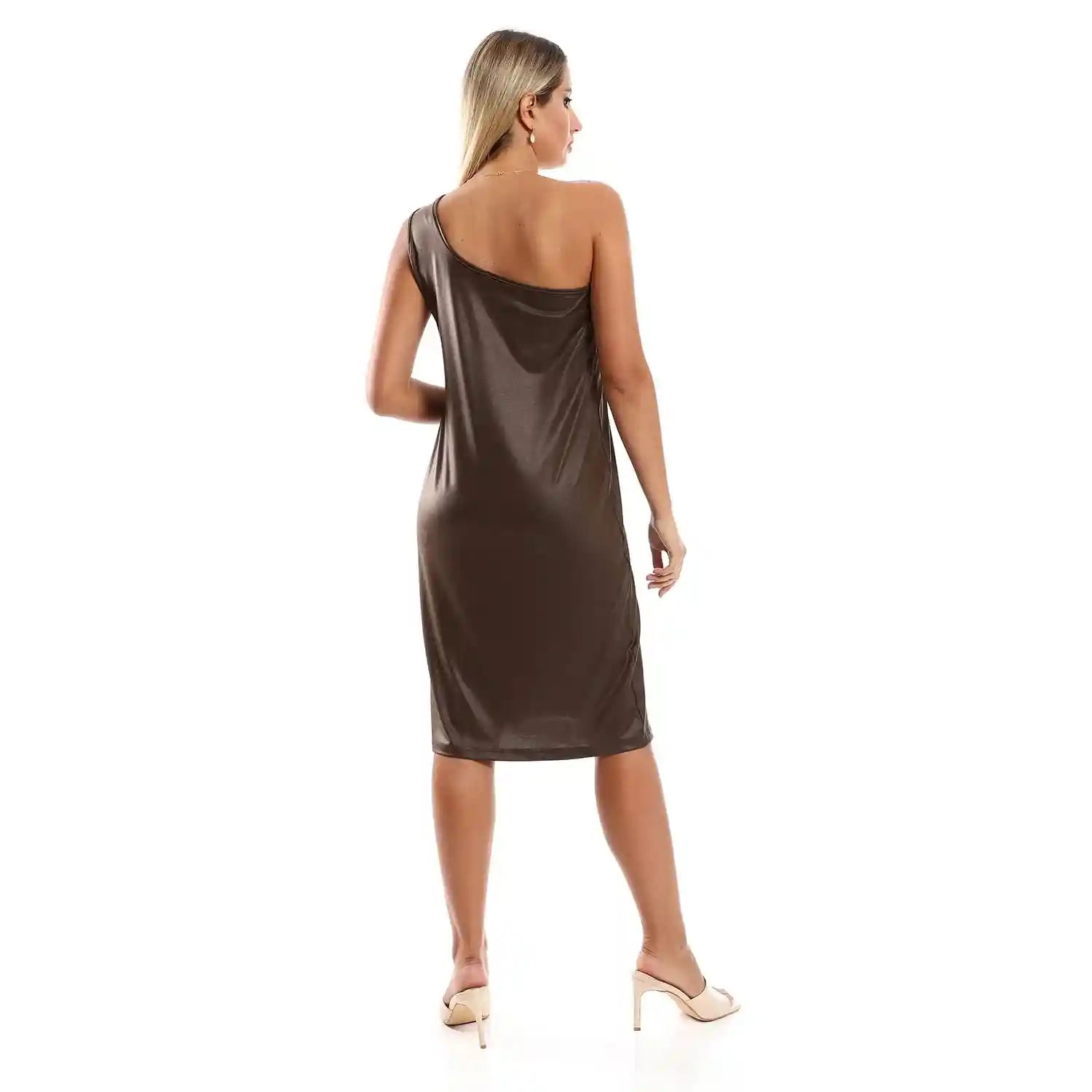 JAMILA Women One Shoulder Texture Short Dress DRESS - Safqqa Egypt