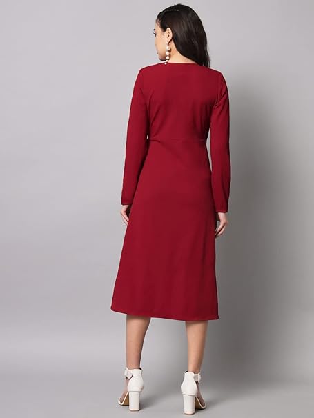 Styleville.in Women’s Wrap Dress Elegant Casual Wear Red