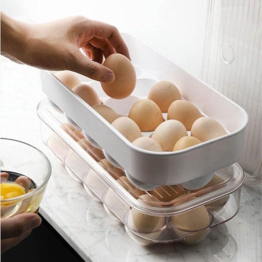 ECVV 16-Egg Refrigerator Storage Container with Lid & Handle Clear - Have Scratches – Safqqa Egypt