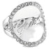 Guess Stainless Steel Zircon Embellished Stone Front Logo Ring for Women - Silver