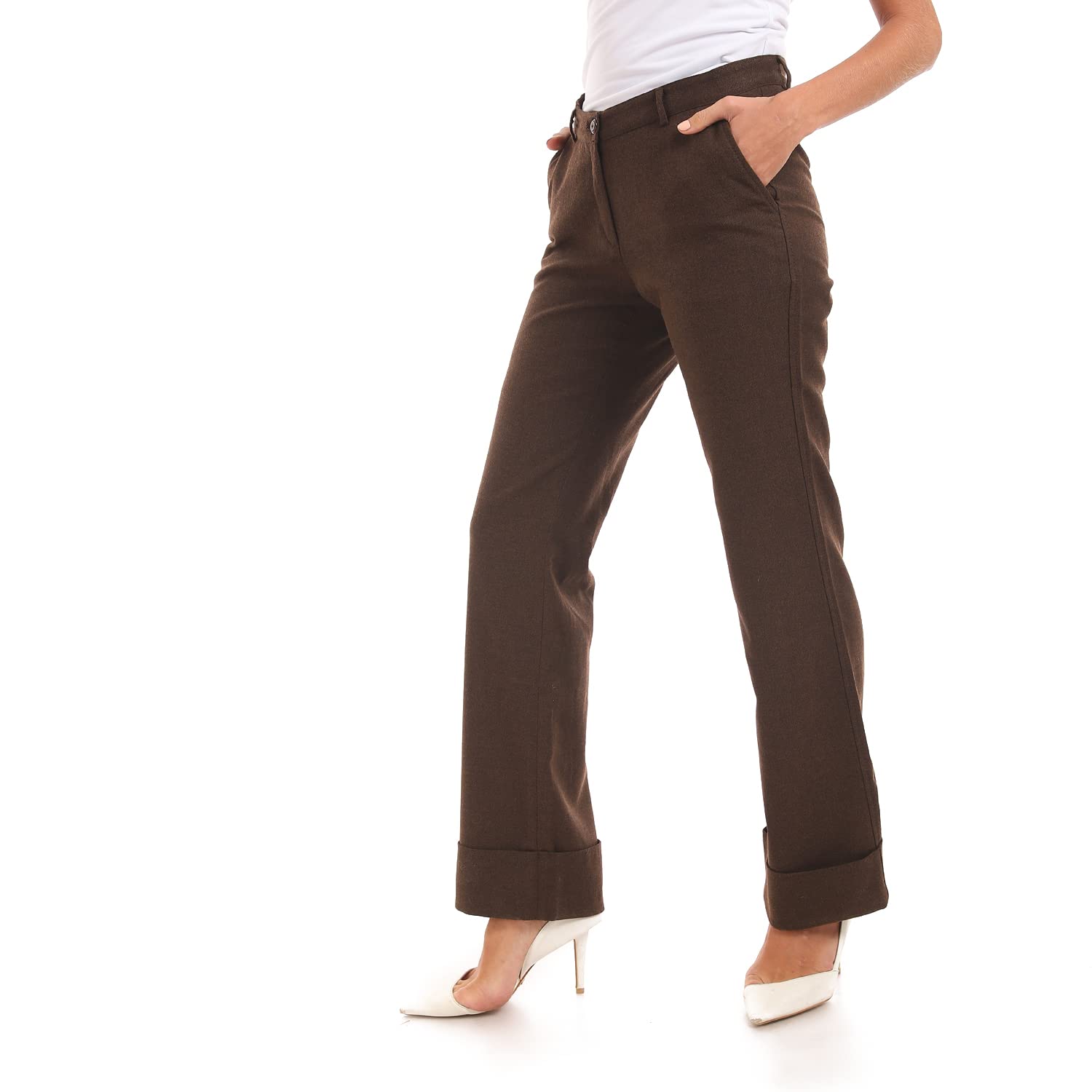 esla_Skinny Solid Classic Pants_Brown