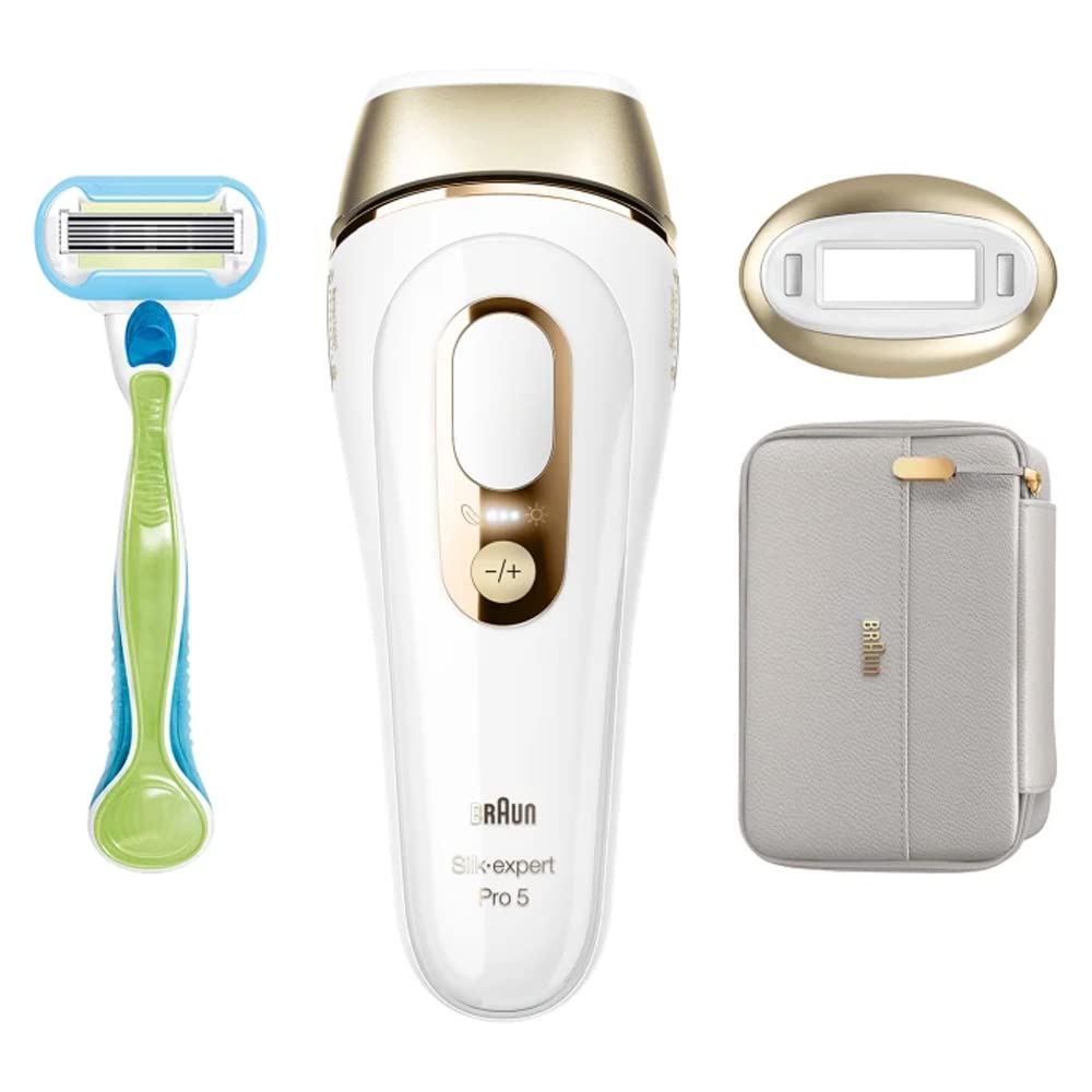 Braun Silk-expert Pro 5 PL5054 IPL With 2 extras Venus Razor, Soft Pouch, Up to 6 months of Salon-like smooth skin from head to toe, 400.000 flashes – PL5054