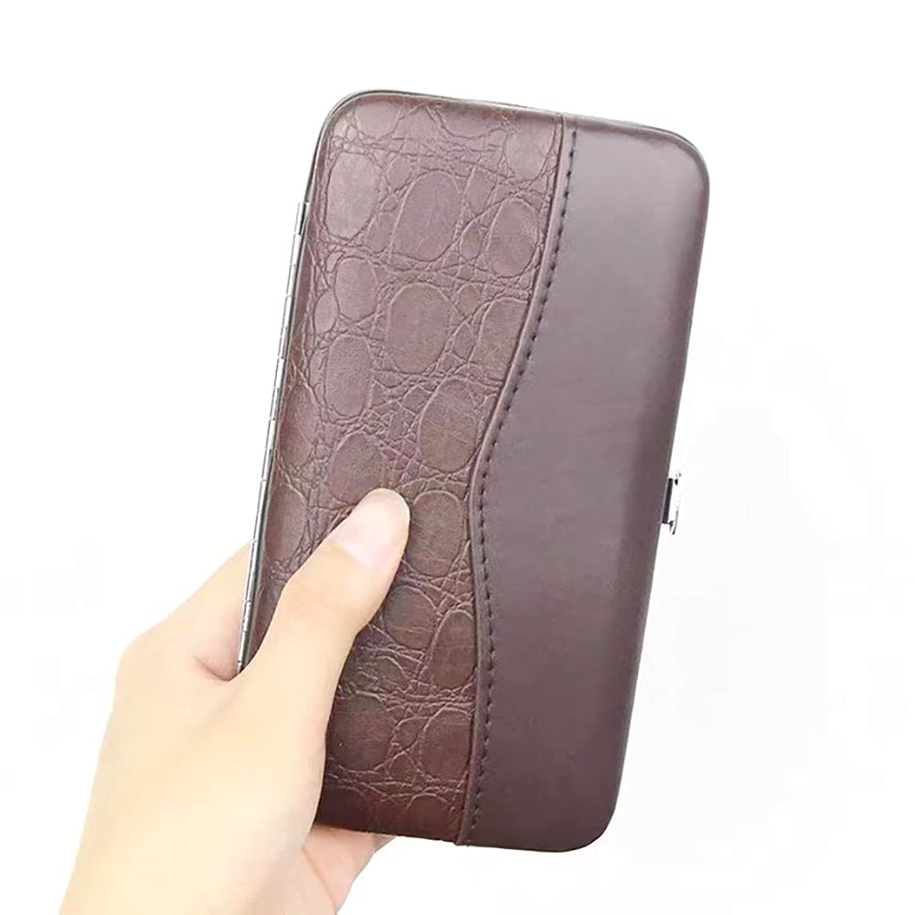 طقم مقص أظافر احترافي من الفولاذ المقاوم للصدأ للسفر والعناية أدوات مانيكير وباديكير مجموعة 12 قطعة مع حقيبة فاخرة