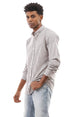 Ravin Long Sleeves Striped Brown & White Buttoned Shirt For Men,Comfortable fit suitable for daily wear.