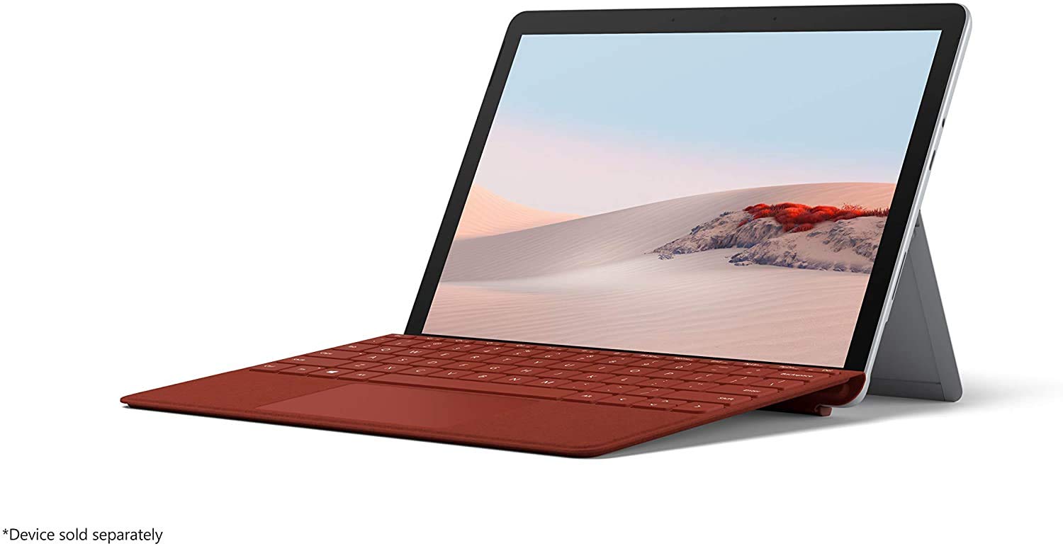 غطاء لوحة مفاتيح Microsoft Surface GO Signature Type مع لوحة مفاتيح، لوحة مفاتيح إنجليزية وعربية، لون أحمر الخشخاش - [KCS-00097]