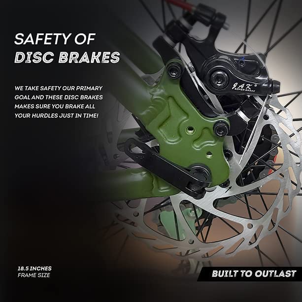 Ninety One Invictus 27.5T 24 Speed Disc Brakes Hybrid Bike ( Military Green, Ideal for: 12+ Years)