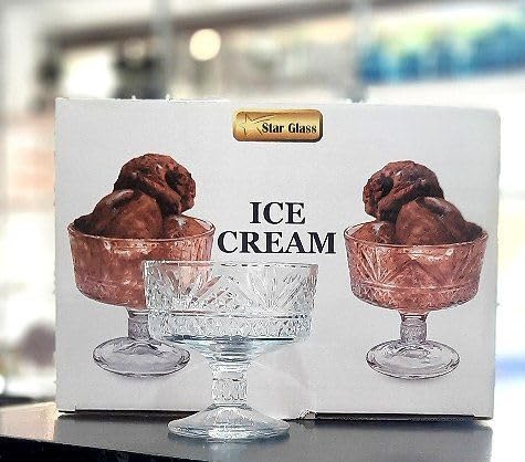 Ice Cream Dessert Bowl in Crystal Design, Retro Design, 280 ml, Set of 5 Glass