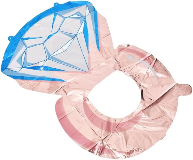 بالونات فويل على شكل حلقة بأشكال متعددة يمكن ملؤها بالهواء أو الهيليوم تتضمن شفاطة لملء الهواء وشريط ساتان مصنوع خصيصًا لحفلات الخطوبة مجموعة من 5 قطع - الألوان