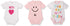 Papillon Cotton Set of 3 Pieces Half Sleeves Bodysuit Printed Shapes For Girls-Multicolor-12-18Month