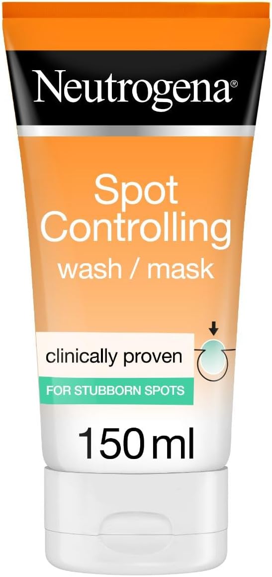 Neutrogena Spot Controlling Face Wash & Mask, Oil-free, Contains Purifying Salicylic Acid, Removes Spots & Makes Skin Smoother & Clearer, Dermatologically Tested, 150ml - Safqqa Egypt