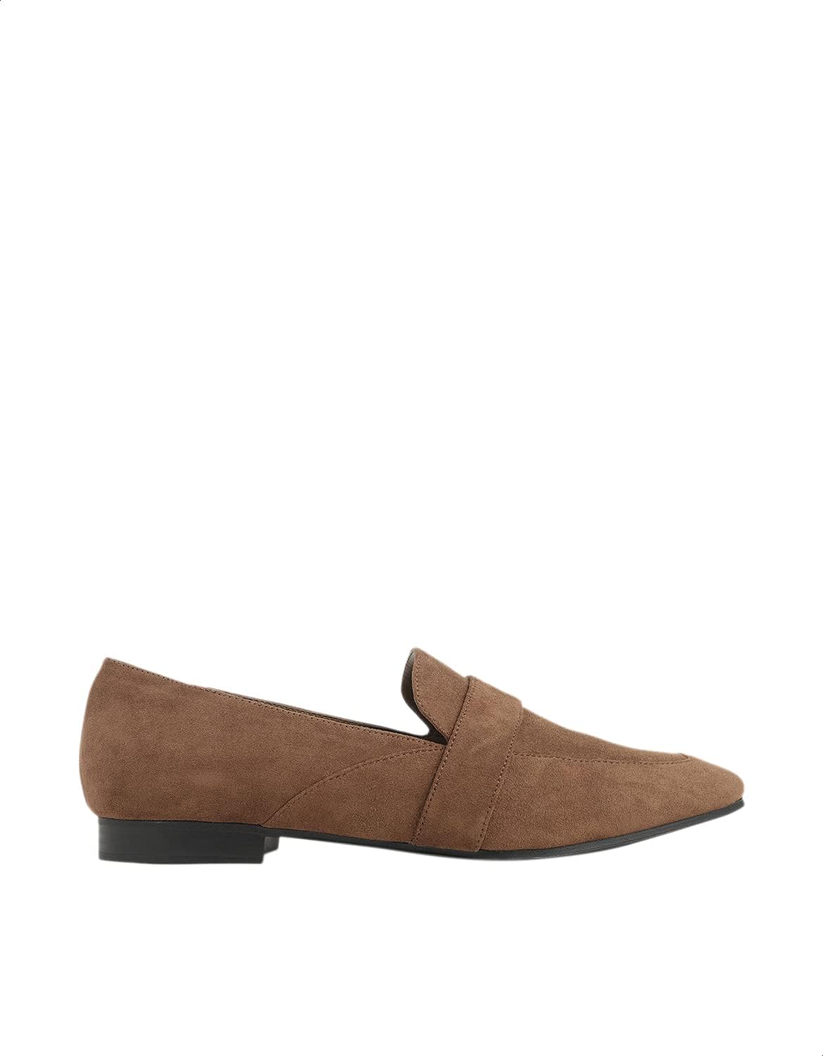 CHARLES & KEITH Women’s Suede Loafers with Wide Front Strap and Heel