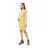 Andora Women's V-Neck Long Sleeves Plaid Dress - Light Yellow Casual Dress