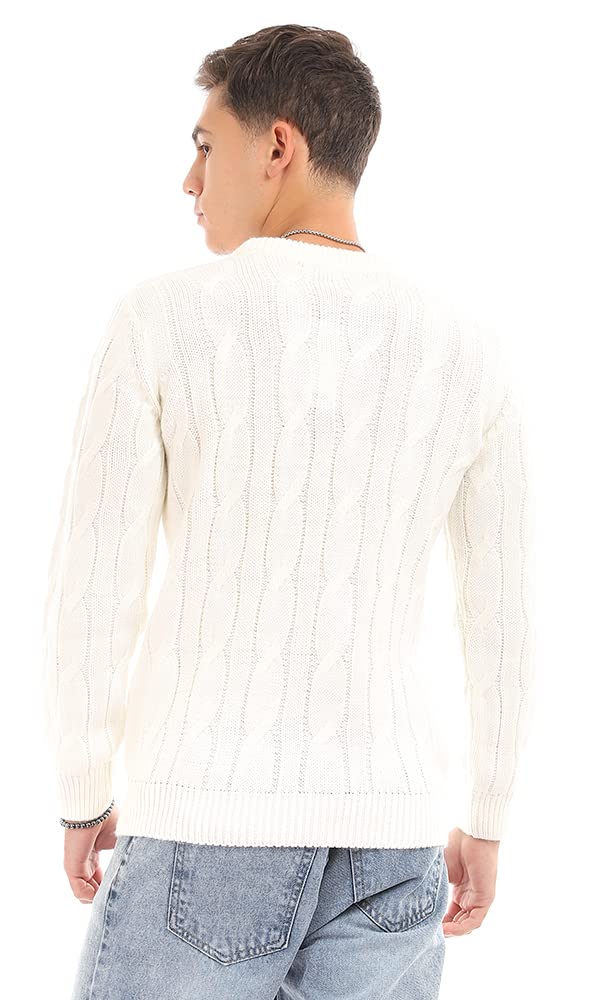Ravin Trendy Knitted Round Cream Acrylic Pullover For Women,Lightweight yet cozy for daily use.