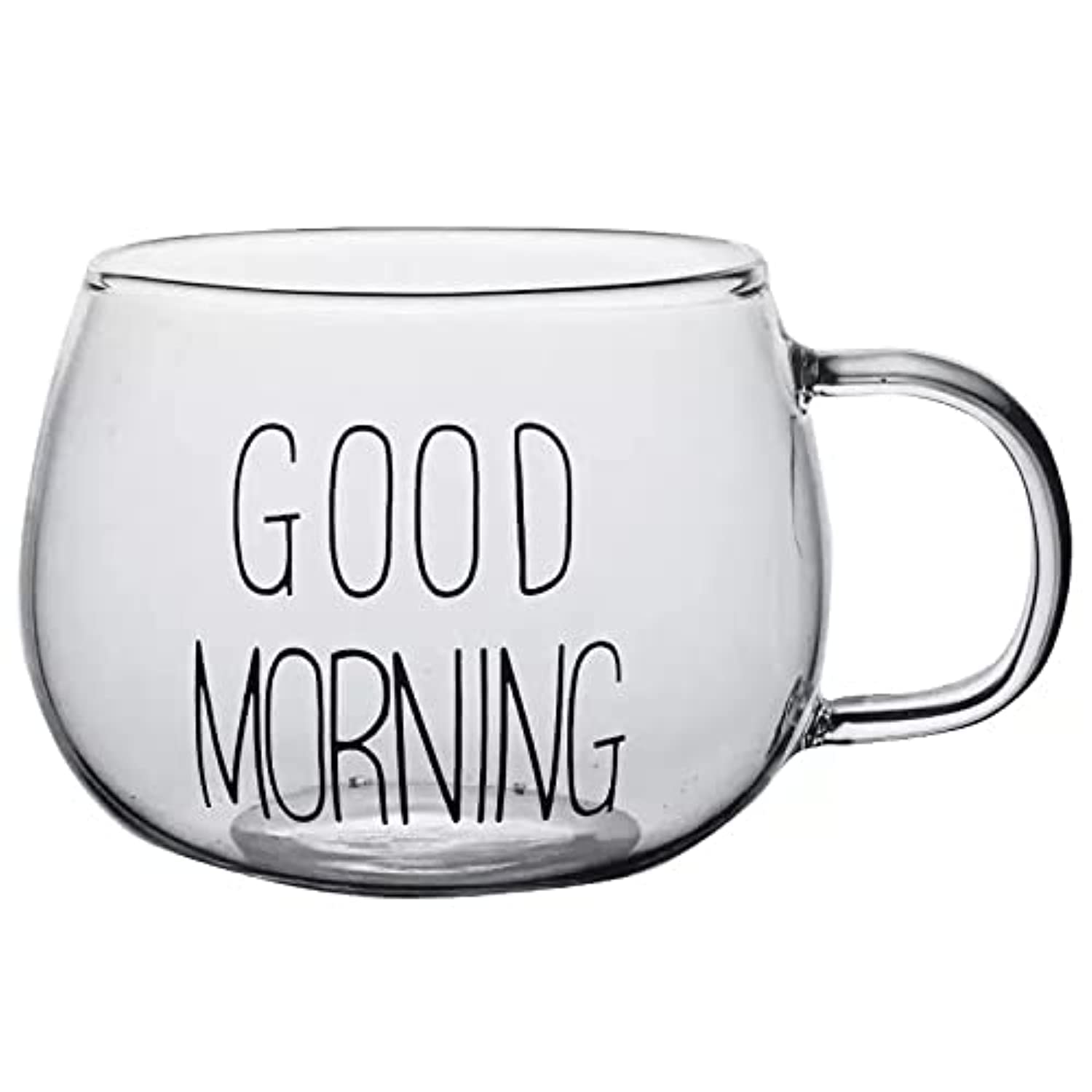 Transparent Glass Mug – “Good Morning” Design for Coffee & Tea