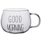 Transparent Glass Mug – “Good Morning” Design for Coffee & Tea