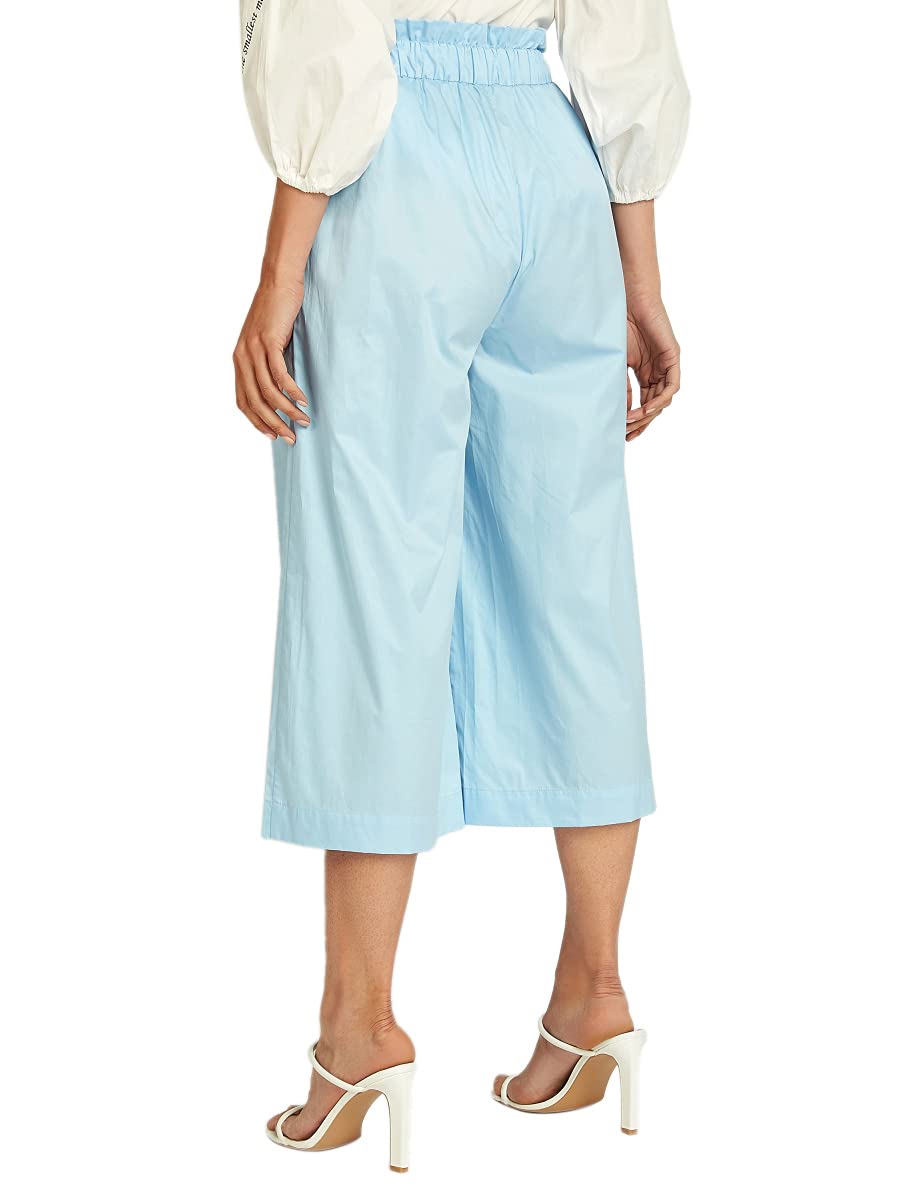 Splash Youth Plain Front Button Wide Leg Cropped Pants for Women
