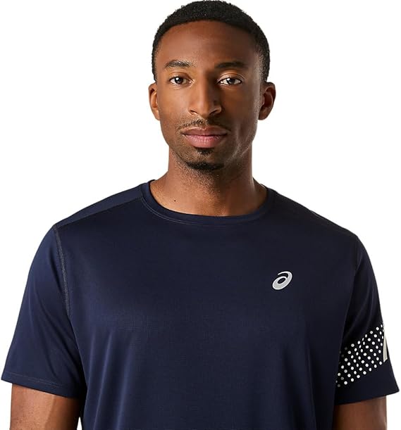 ASICS Men Sports T-Shirt Navy Lightweight Breathable Training Wear