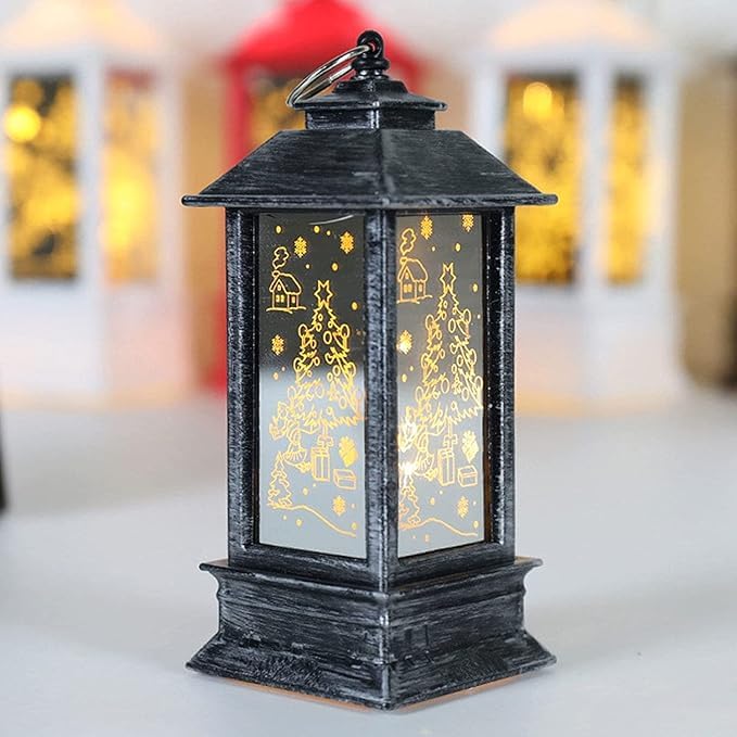 Christmas Lantern Candlestick Lamp,christmas Decoration,night Light,old Man Snowman Decorating Night Light,desktop Ornaments,christmas Decorations (small, silver)