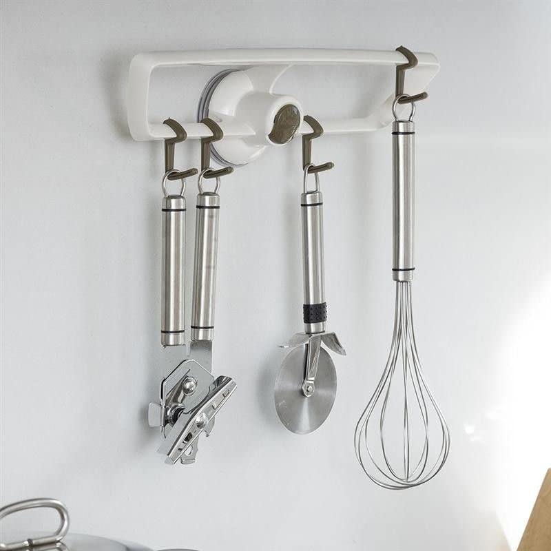 Bama Kitchen Hook Rail - 8 Hooks, Multi-Color, Adjustable (Made in Italy)