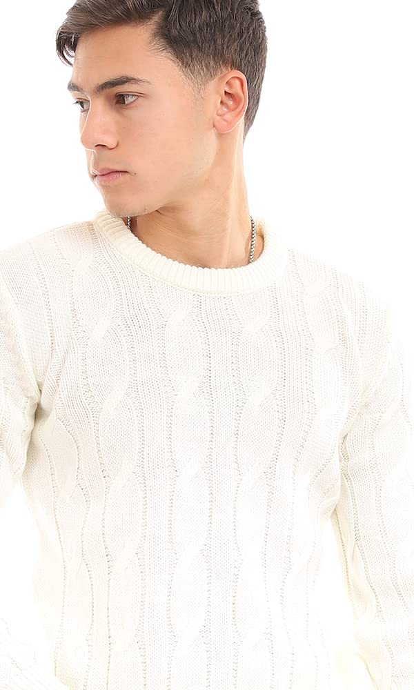 Ravin Trendy Knitted Round Cream Acrylic Pullover For Women,Lightweight yet cozy for daily use.