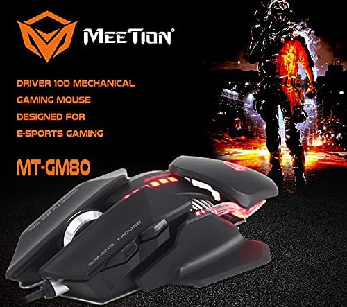 Meetion GM80 - Transformers Mechanical Gaming Mouse (4000 DPI) - For PC & Laptop - Black