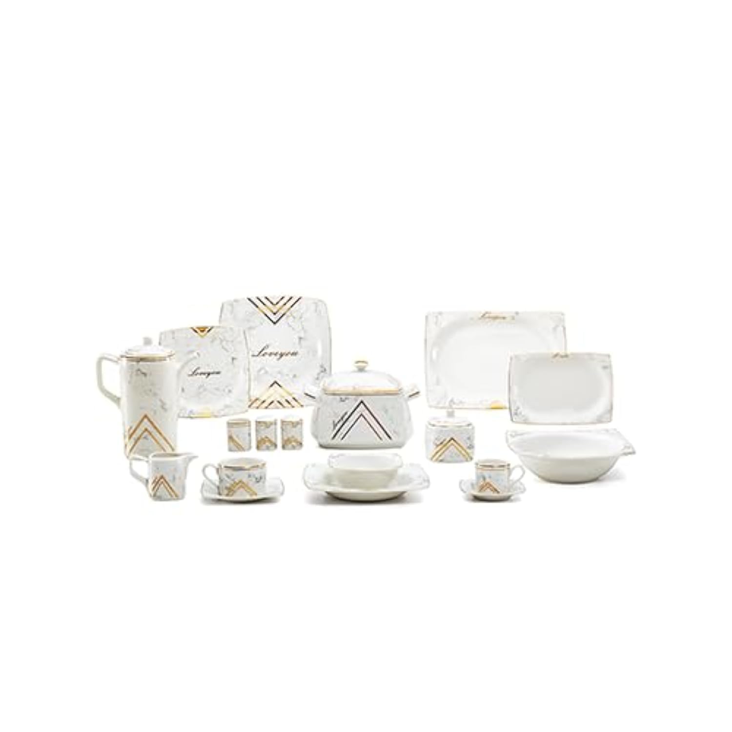 Lotus Porcelain Dinner Set, 62 pieces ,Made from high-quality porcelain for durability and elegance - Safqqa