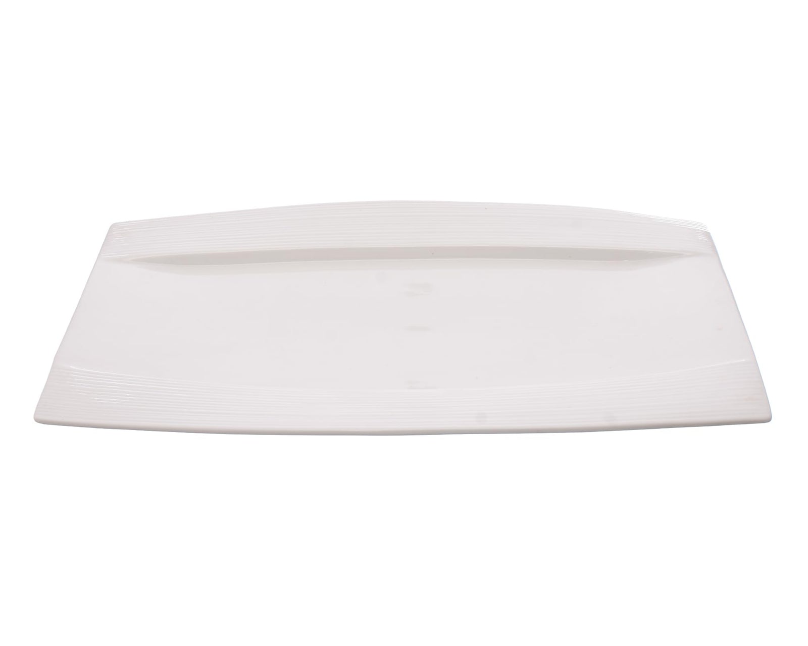 طبق تقديم مستطيل من البورسلين من Rosa بحجم 46 سم يتميز بتصميم أنيق ومثالي لتقديم الأطباق الرئيسية أو المقبلات أو الحلويات بطريقة راقية سطح ناعم سهل التنظيف