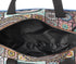 Fabric Handbag with Cross Strap and Colorful Mandala Design for Women - Blue and Black