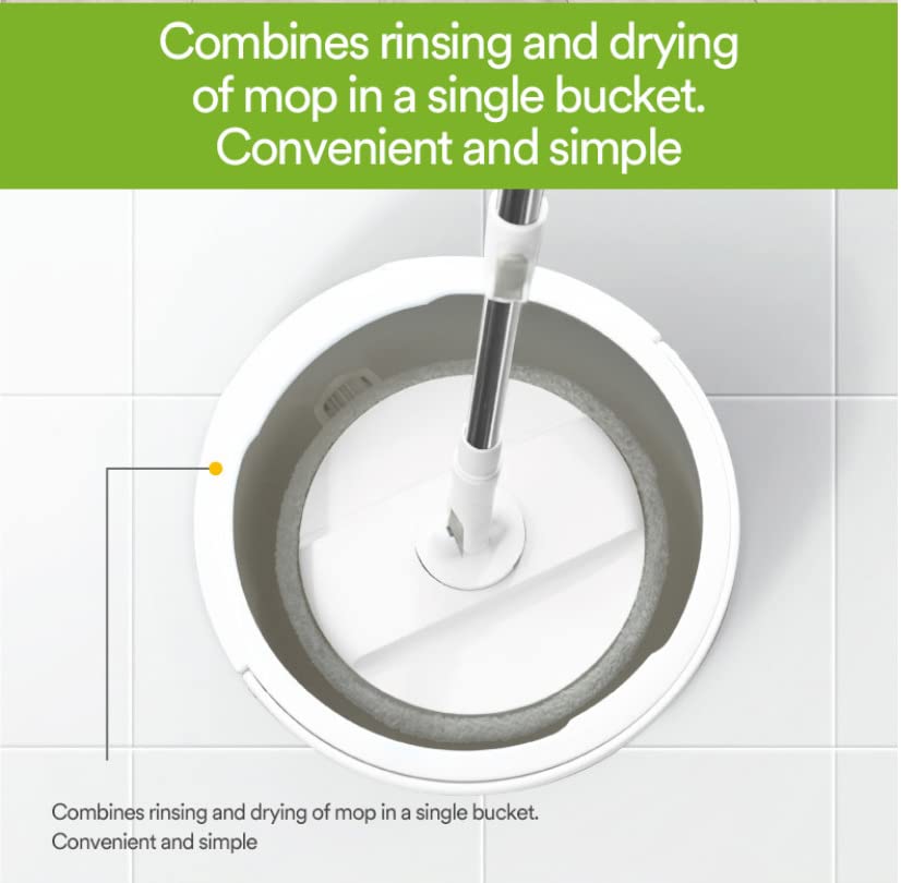 Scotch-Brite 2-in-1 Bucket Spin Mop set (includes: mop with stick, bucket, mop refill), 1 set/pack | 360 easy all-around cleaning | Cleaning Mop | rinsing and drying in a single bucket | Floors