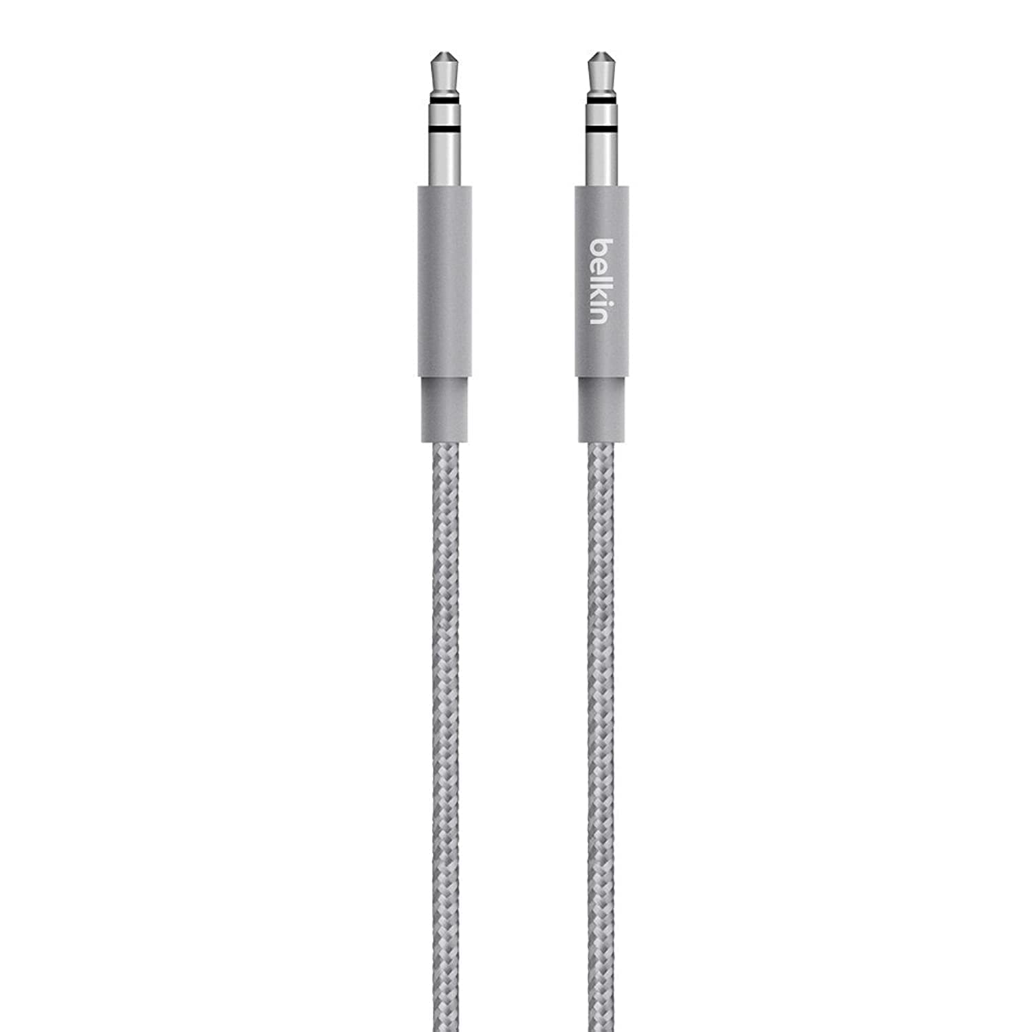 Belkin Mixit Metallic Aux Audio Cable 4 Ft / 1.2 Meters - 3.5Mm Braided Tangle Free Auxiliary Cable With Aluminuim Connectors, Durable And Sleek Audio Link - Grey