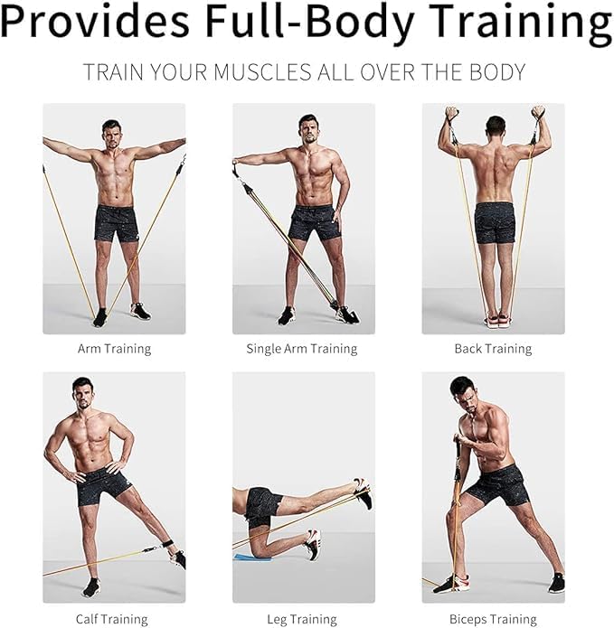 Resistance Bands Set with Handles | Stackable Home Workout up to 100 lbs