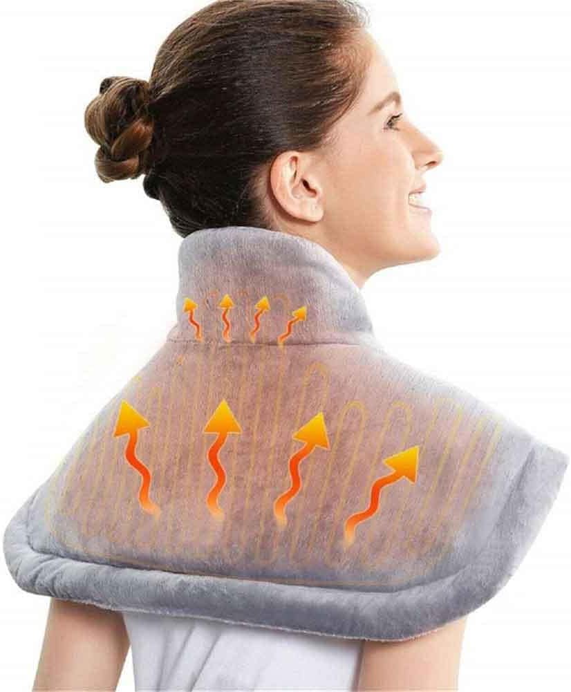 BEONE Heating Pad for Pain Relief of Back Neck and Shoulder, BEONE 42x58cm Large Heat Pad with 6 Electric Temperature Options, 4 Temperature Settings, Auto Shut Off, Dark Gray (Model 1)