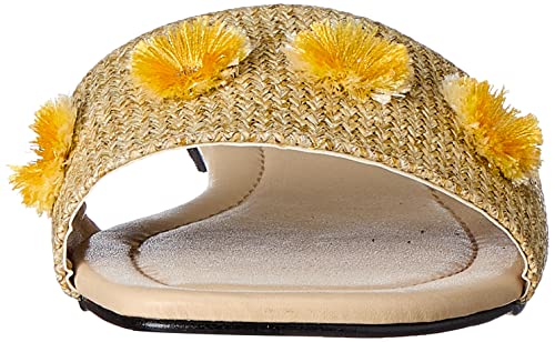 Deeda Women’s Faux-Leather Slide Slippers with Stitched Flower Detail